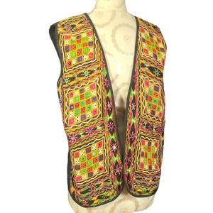 Colorful Boho Embroidered Crochet Vest